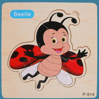 Montessori Games Baby Animals/traffic Kid's Cognition Puzzles Toys Wooden Cartoon Cognition Puzzle Toys Matching Education Game - BIG FRENCHIES