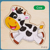 Montessori Games Baby Animals/traffic Kid's Cognition Puzzles Toys Wooden Cartoon Cognition Puzzle Toys Matching Education Game - BIG FRENCHIES
