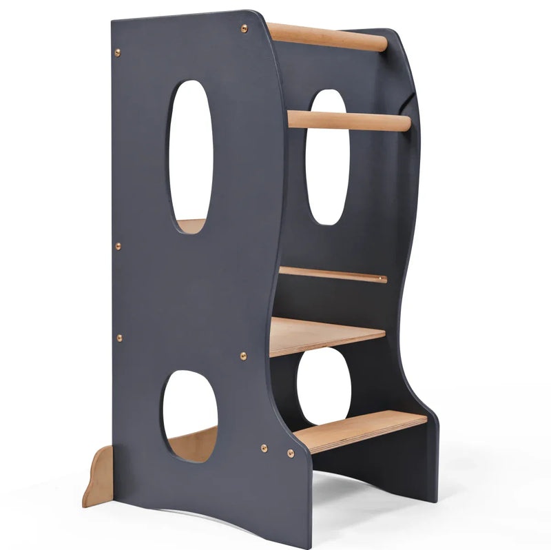 Stable Montessori Tower: Wooden Growing Chair - Grey - BIG FRENCHIES
