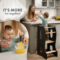 Stable Montessori Tower: Wooden Growing Chair - Grey - BIG FRENCHIES