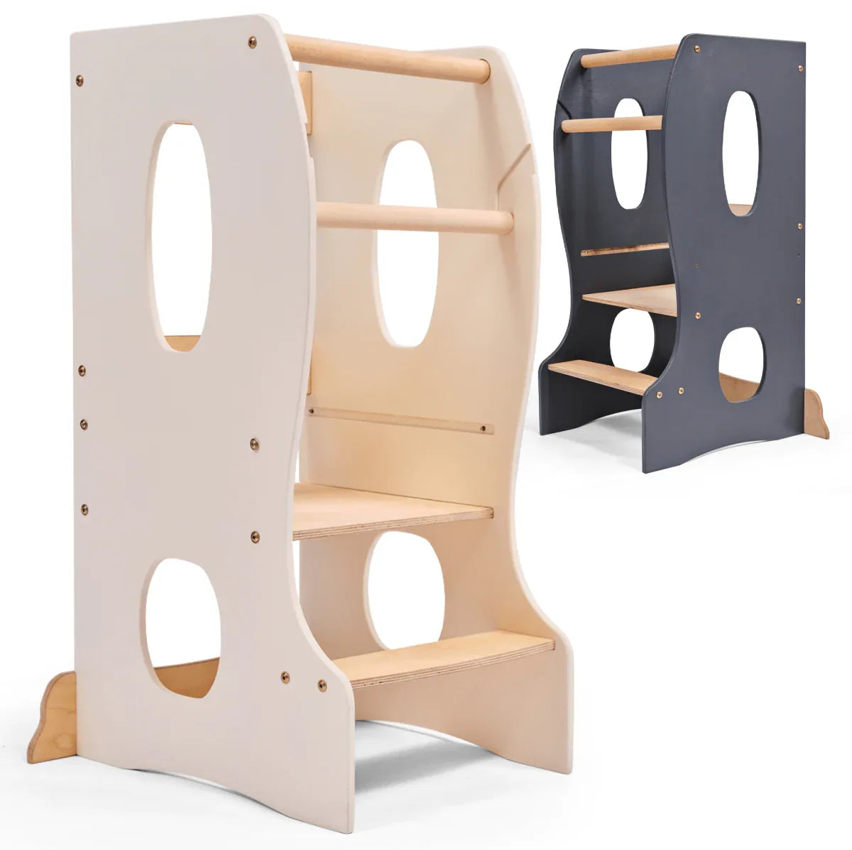 Stable Montessori Tower: Wooden Growing Chair - Ivory - BIG FRENCHIES