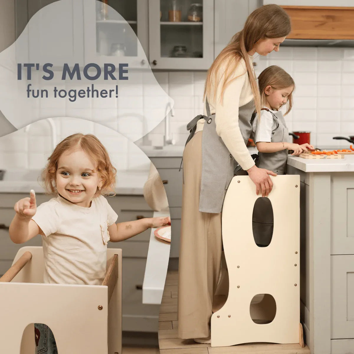 Stable Montessori Tower: Wooden Growing Chair - Ivory - BIG FRENCHIES
