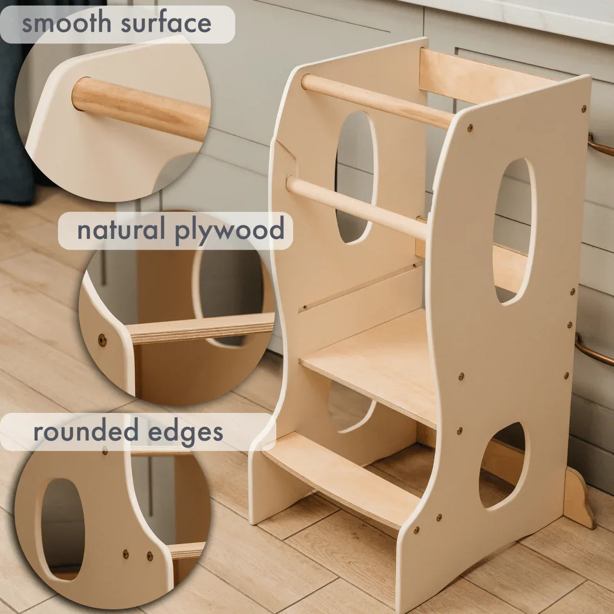Stable Montessori Tower: Wooden Growing Chair - Ivory - BIG FRENCHIES