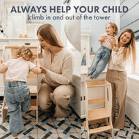 Stable Montessori Tower: Wooden Growing Chair - Ivory - BIG FRENCHIES