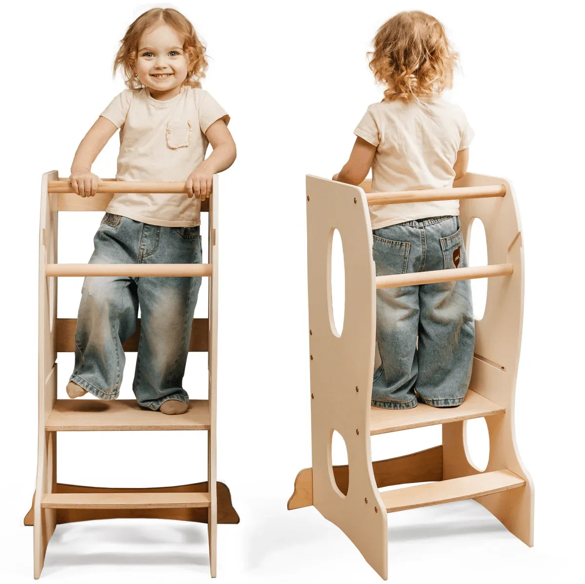 Stable Montessori Tower: Wooden Growing Chair - Ivory - BIG FRENCHIES