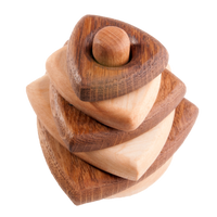 Wooden stacking toy in triangle shape from 2 types of wood