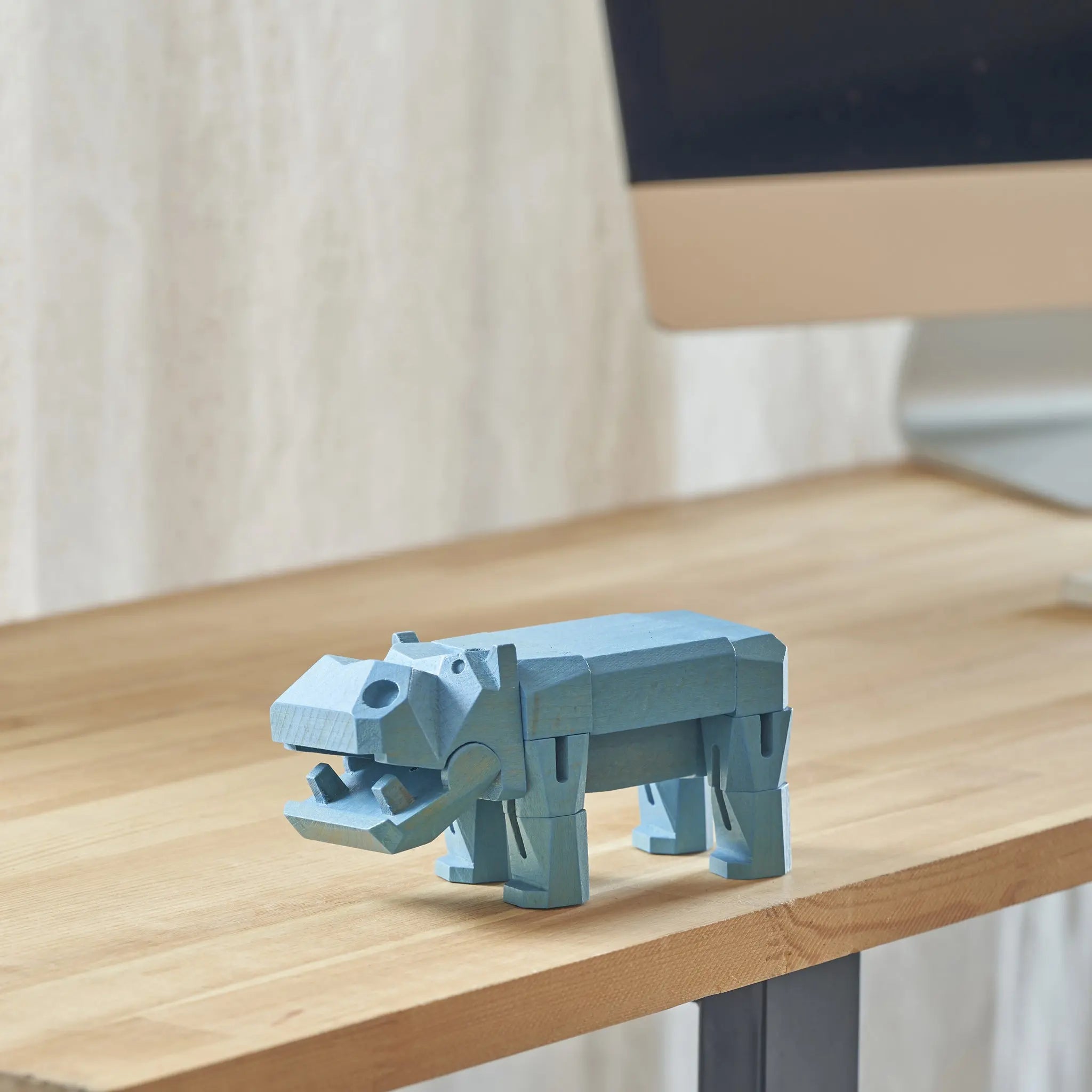 Morphits® Modern Wooden Hippo Decor – Interactive Puzzle & Art Piece