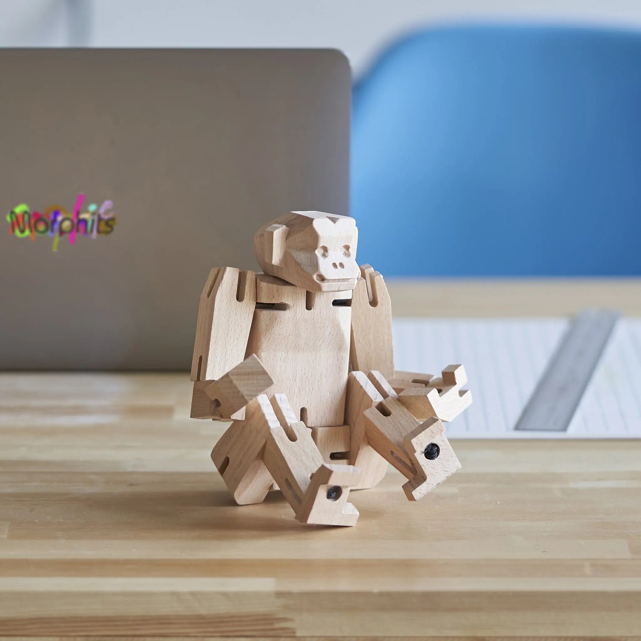 Morphits® Modern Wooden Monkey Decor – Interactive Puzzle & Art Piece