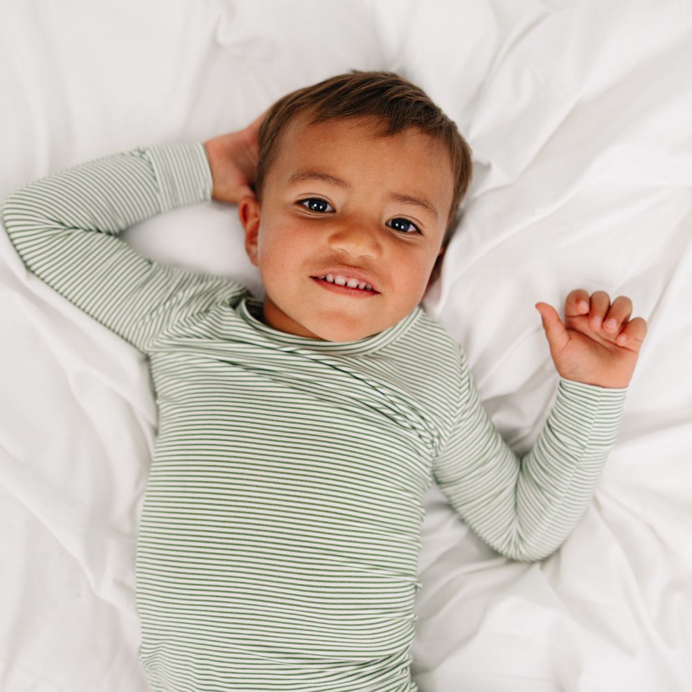 Evergreen Stripe Bamboo Kids Pajama Set - BIG FRENCHIES