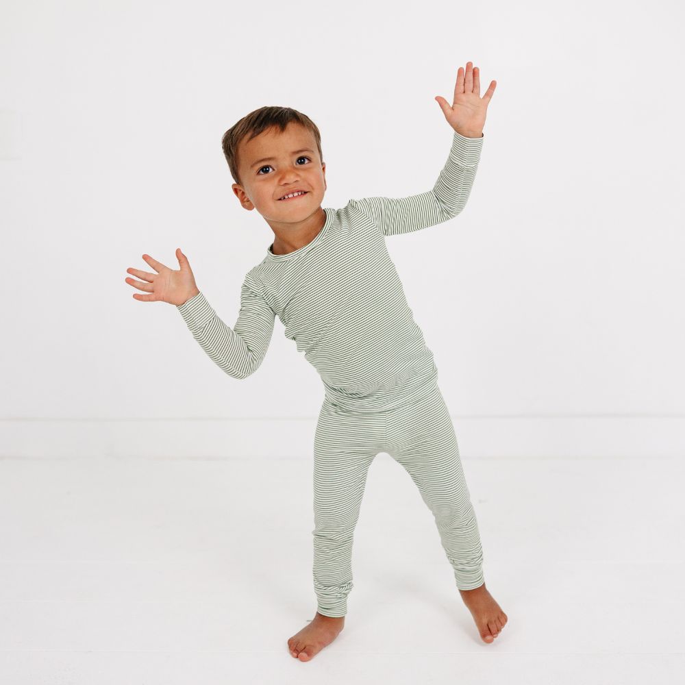 Evergreen Stripe Bamboo Kids Pajama Set - BIG FRENCHIES