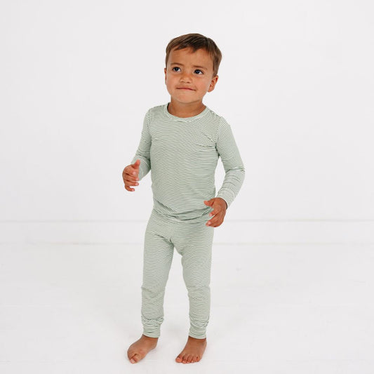 Evergreen Stripe Bamboo Kids Pajama Set - BIG FRENCHIES