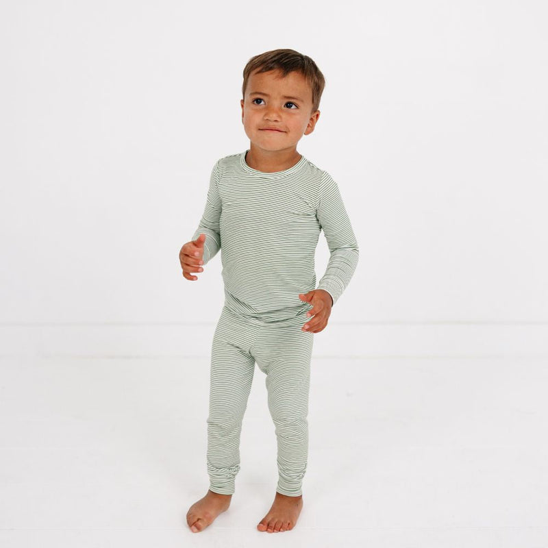Evergreen Stripe Bamboo Kids Pajama Set - BIG FRENCHIES