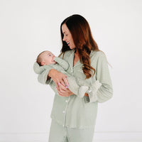 Evergreen Stripe Long Sleeve & Pants Bamboo Women's Pajama Set - BIG FRENCHIES