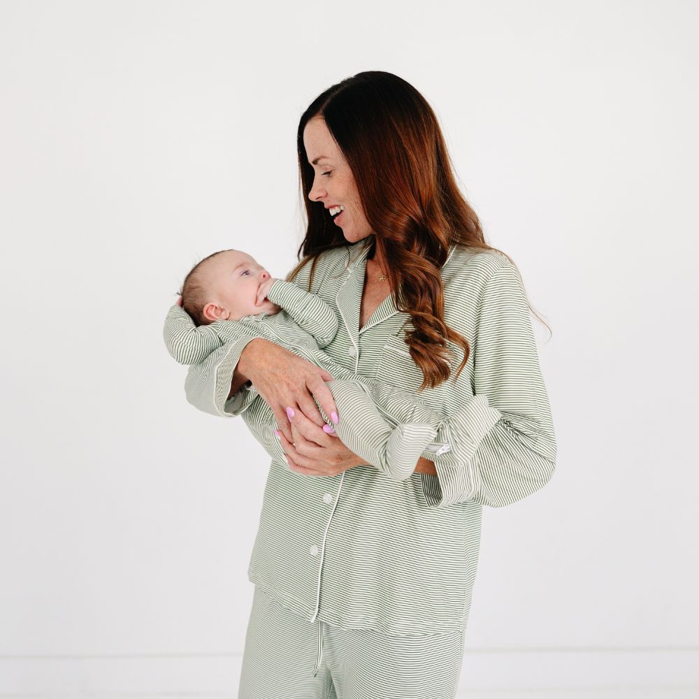 Evergreen Stripe Long Sleeve & Pants Bamboo Women's Pajama Set - BIG FRENCHIES