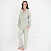 Evergreen Stripe Long Sleeve & Pants Bamboo Women's Pajama Set - BIG FRENCHIES