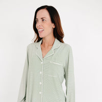 Evergreen Stripe Long Sleeve & Pants Bamboo Women's Pajama Set - BIG FRENCHIES