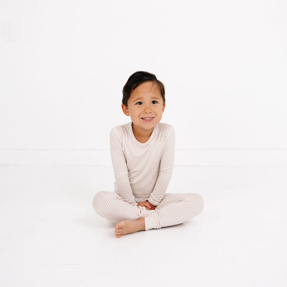 Oatmeal Stripe Bamboo Kids Pajama Set - BIG FRENCHIES