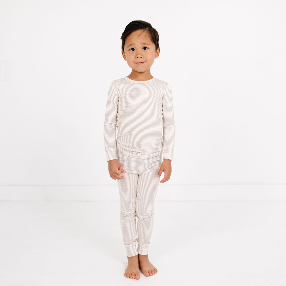 Oatmeal Stripe Bamboo Kids Pajama Set - BIG FRENCHIES