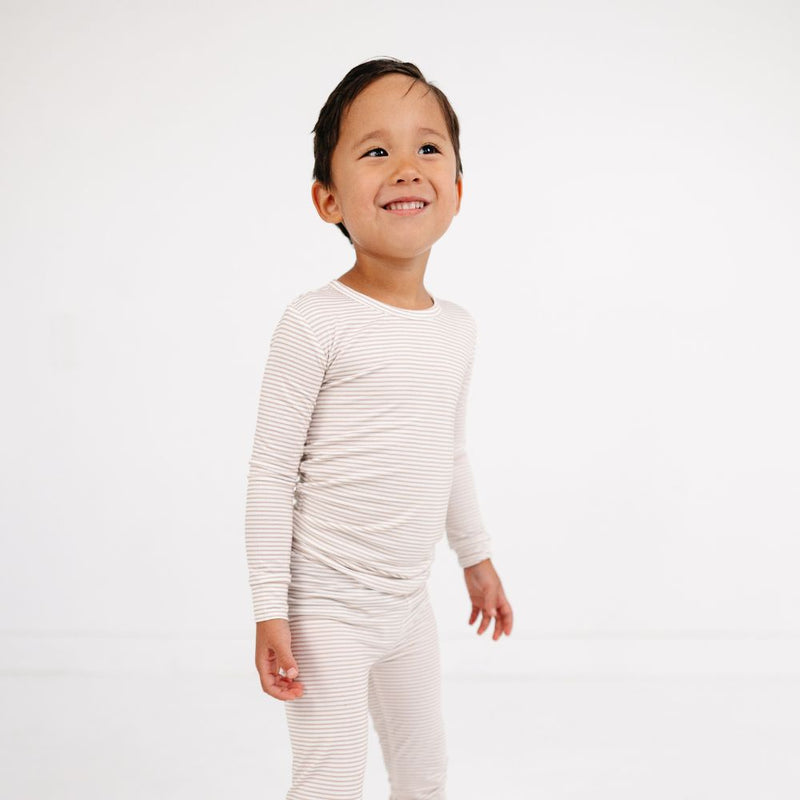 Oatmeal Stripe Bamboo Kids Pajama Set - BIG FRENCHIES