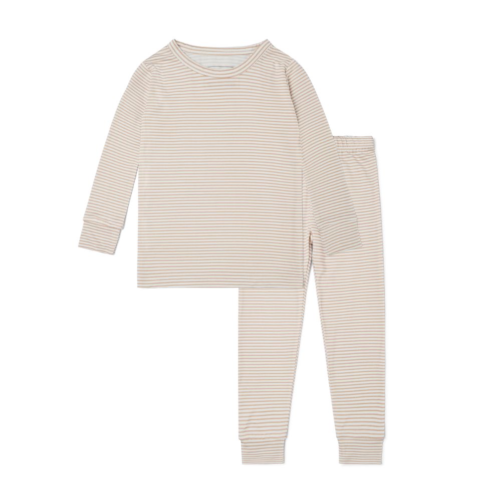 Oatmeal Stripe Bamboo Kids Pajama Set - BIG FRENCHIES