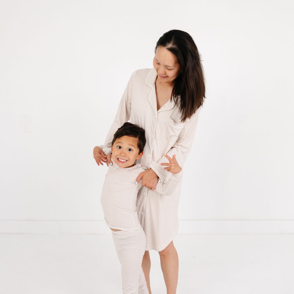 Oatmeal Stripe Bamboo Kids Pajama Set - BIG FRENCHIES