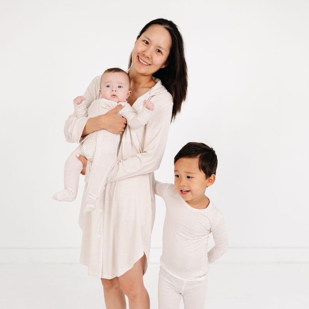 Oatmeal Stripe Bamboo Kids Pajama Set - BIG FRENCHIES