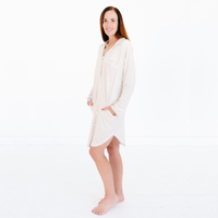 Oatmeal Stripe Bamboo Women's Sleepshirt