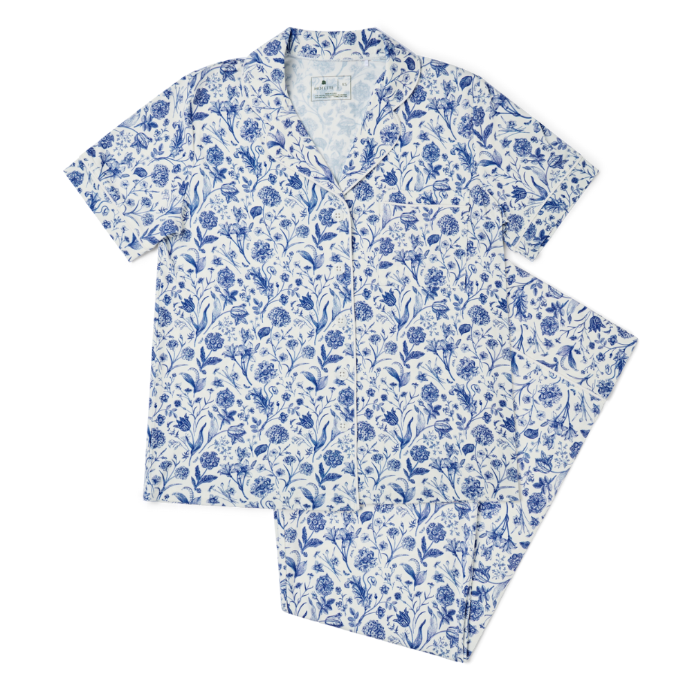 Porcelain Vine Short Sleeve & Pants Bamboo Women's Pajama Set - BIG FRENCHIES