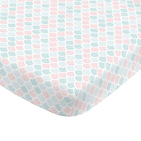 Sugar Reef Mermaid 4 Piece Nursery Crib Bedding Set - Appliqued Round Play Quilt, 100% Cotton Fitted Crib Sheet, Shirred Crib Skirt with 16" Drop, Nursery Organizer - BIG FRENCHIES