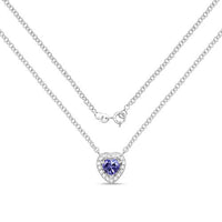 0.55 Carat Genuine Tanzanite and White Topaz .925 Sterling Silver Necklace