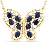 2.16 Carat Genuine Blue Sapphire and White Zircon .925 Sterling Silver Necklace
