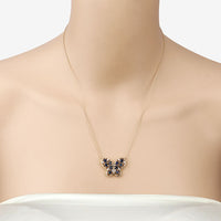 2.16 Carat Genuine Blue Sapphire and White Zircon .925 Sterling Silver Necklace