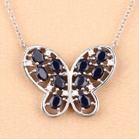 2.16 Carat Genuine Blue Sapphire and White Zircon .925 Sterling Silver Necklace