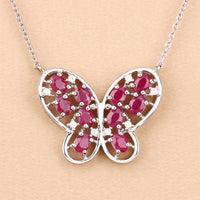 2.36 Carat Genuine Ruby and White Zircon .925 Sterling Silver Necklace