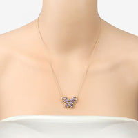 1.86 Carat Genuine Tanzanite and White Zircon .925 Sterling Silver Necklace