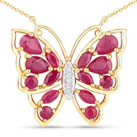 2.88 Carat Genuine Ruby and White Zircon .925 Sterling Silver Necklace
