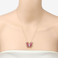 2.88 Carat Genuine Ruby and White Zircon .925 Sterling Silver Necklace