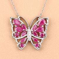 2.88 Carat Genuine Ruby and White Zircon .925 Sterling Silver Necklace
