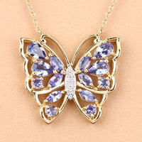 2.76 Carat Genuine Tanzanite and White Zircon .925 Sterling Silver Necklace