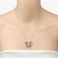 2.76 Carat Genuine Tanzanite and White Zircon .925 Sterling Silver Necklace