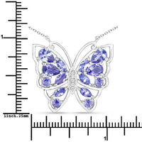2.76 Carat Genuine Tanzanite and White Zircon .925 Sterling Silver Necklace