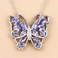 2.76 Carat Genuine Tanzanite and White Zircon .925 Sterling Silver Necklace