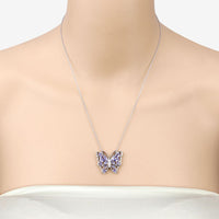 2.76 Carat Genuine Tanzanite and White Zircon .925 Sterling Silver Necklace