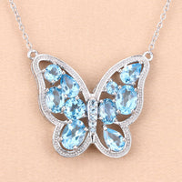 5.54 Carat Genuine Swiss Blue Topaz .925 Sterling Silver Necklace