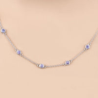 1.80 Carat Genuine Tanzanite .925 Sterling Silver Necklace