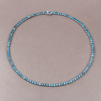 33.24 Carat Genuine Blue Diamond 14K White Gold Necklace