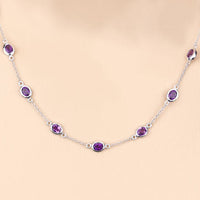 6.12 Carat Genuine Amethyst .925 Sterling Silver Necklace