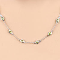 6.30 Carat Genuine Peridot .925 Sterling Silver Necklace