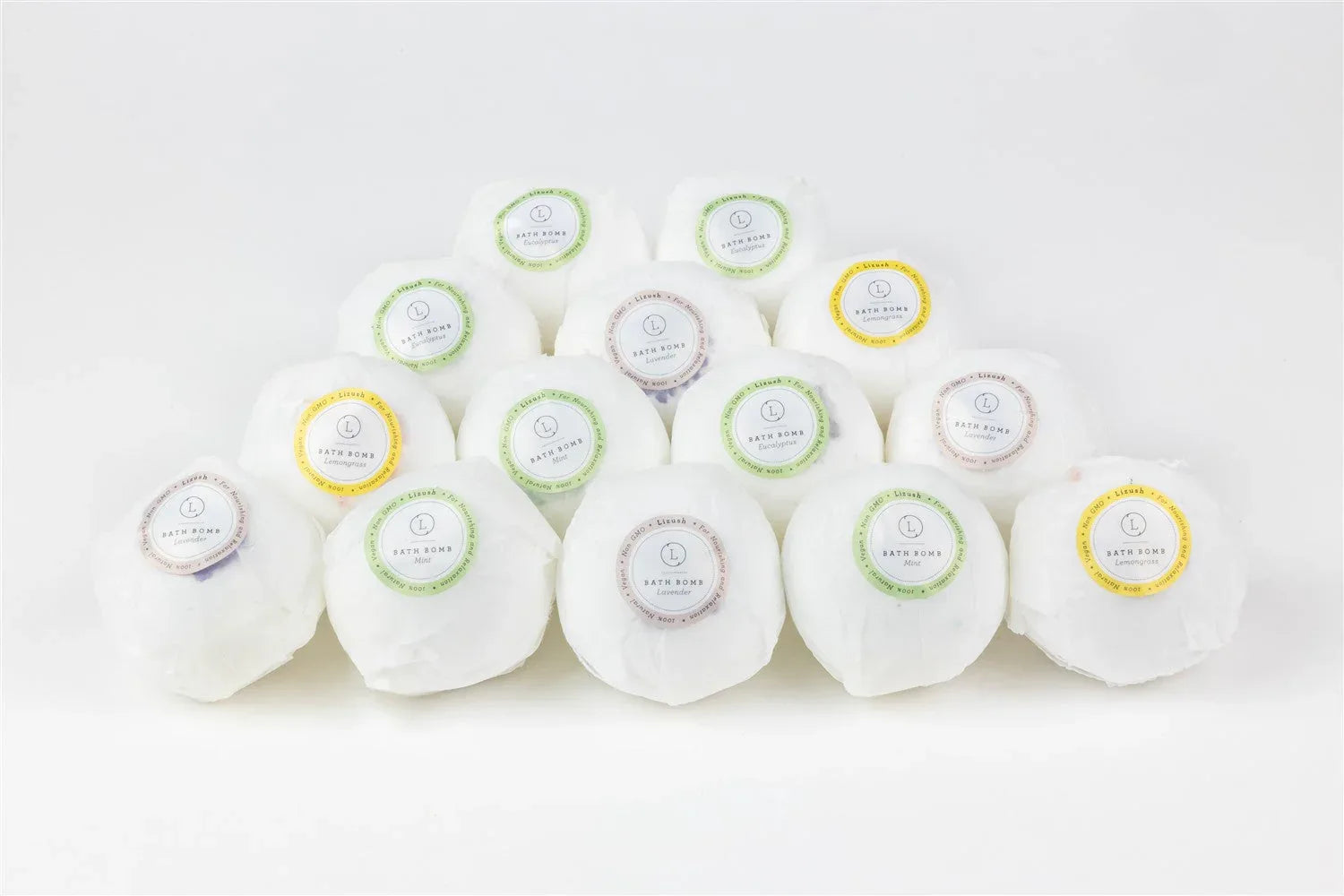Bulk - 100 Natural Vegan Mix scents Bath Bombs - White - BIG FRENCHIES