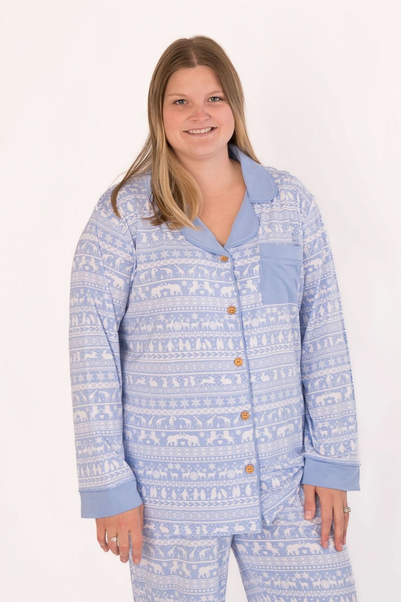 Arctic Fair Isle | Adult Button Pajama Top - BIG FRENCHIES